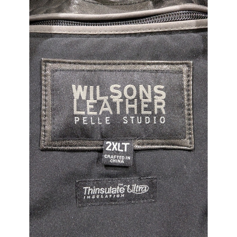 Wilsons Leather Pelle Studio Black Leather Car Coat Thinsulate 2XLT Mens Jacket - Picture 3 of 11